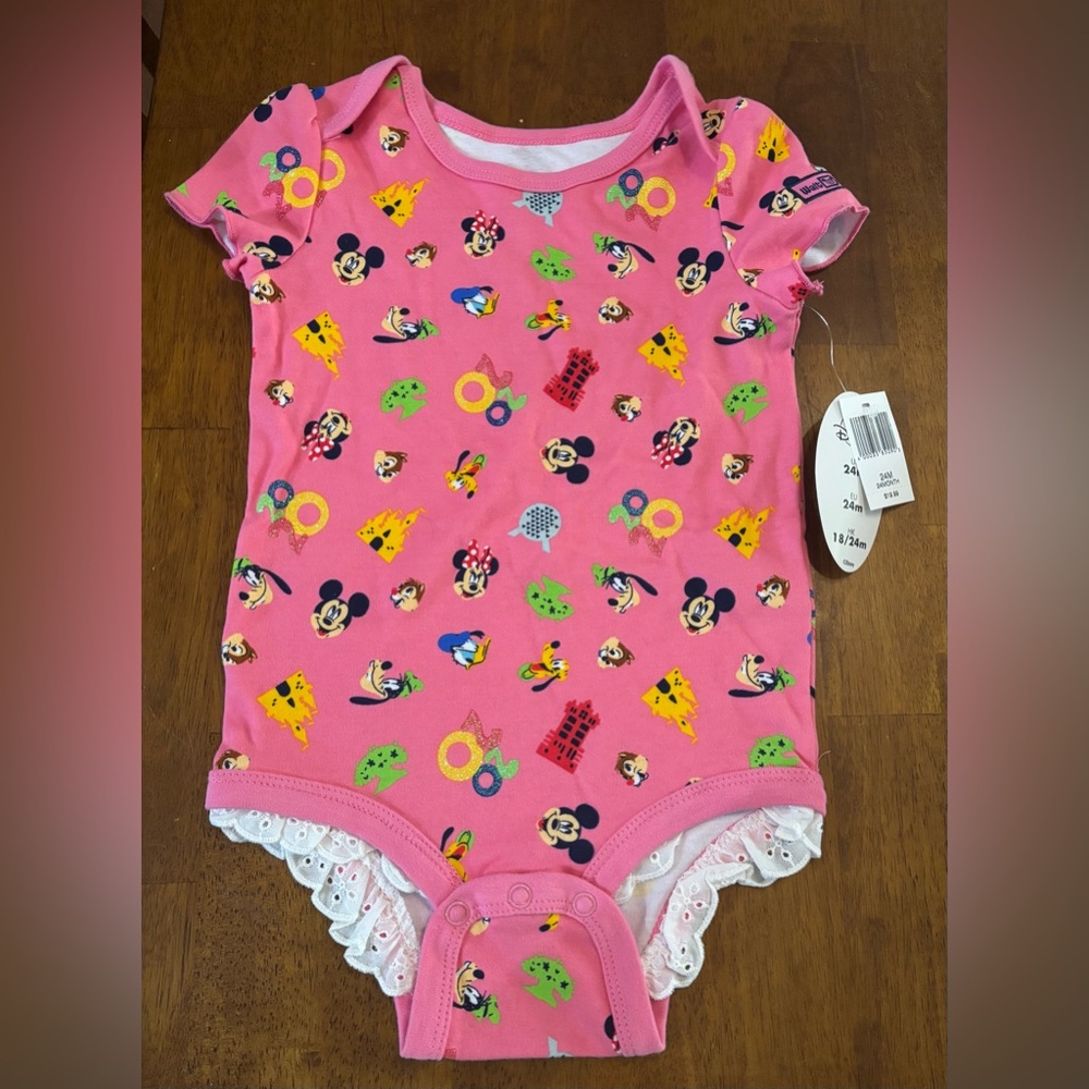 Disney Parks NWT Child Baby Girl Bodysuit Pink 2020 Disney 24 Months